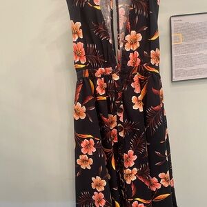 Tropical Floral Button-Down Dress